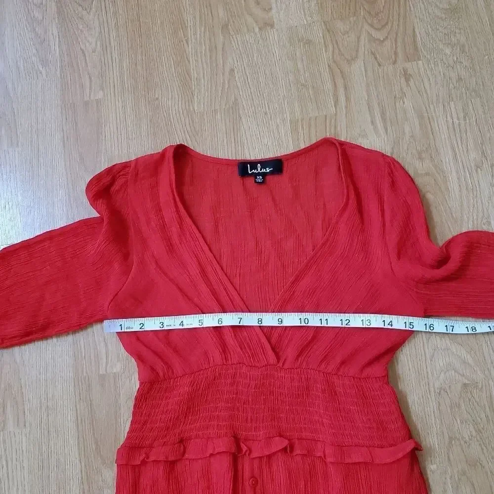 Lulus 'Go For It' Long Sleeve Midi Dress size XS in Red